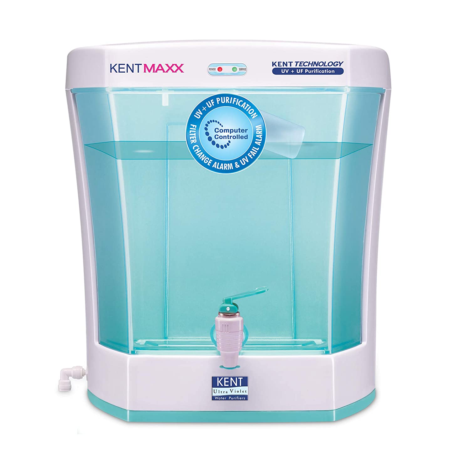 KENT MAXX 7-LITRES WALL MOUNTABLE TABLE TOP UV  UF (WHITE AND BLUE) 60-LTR/HR WATER PURIFIER WITH DETACHABLE STORAGE TANK