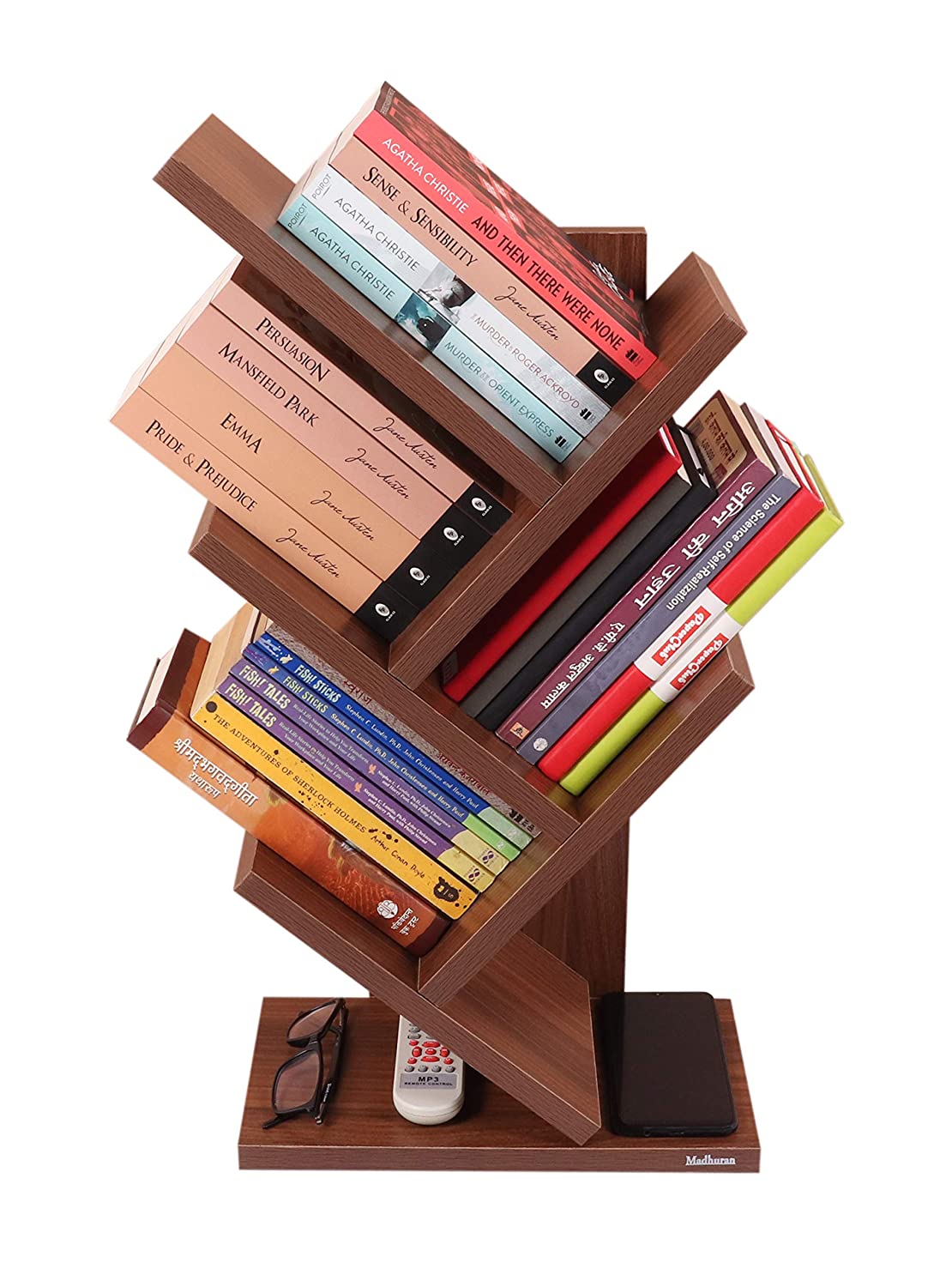 MADHURAN WOOD BOOK SHELF ,LAMINATED FINISH,SET OF 1,BROWN