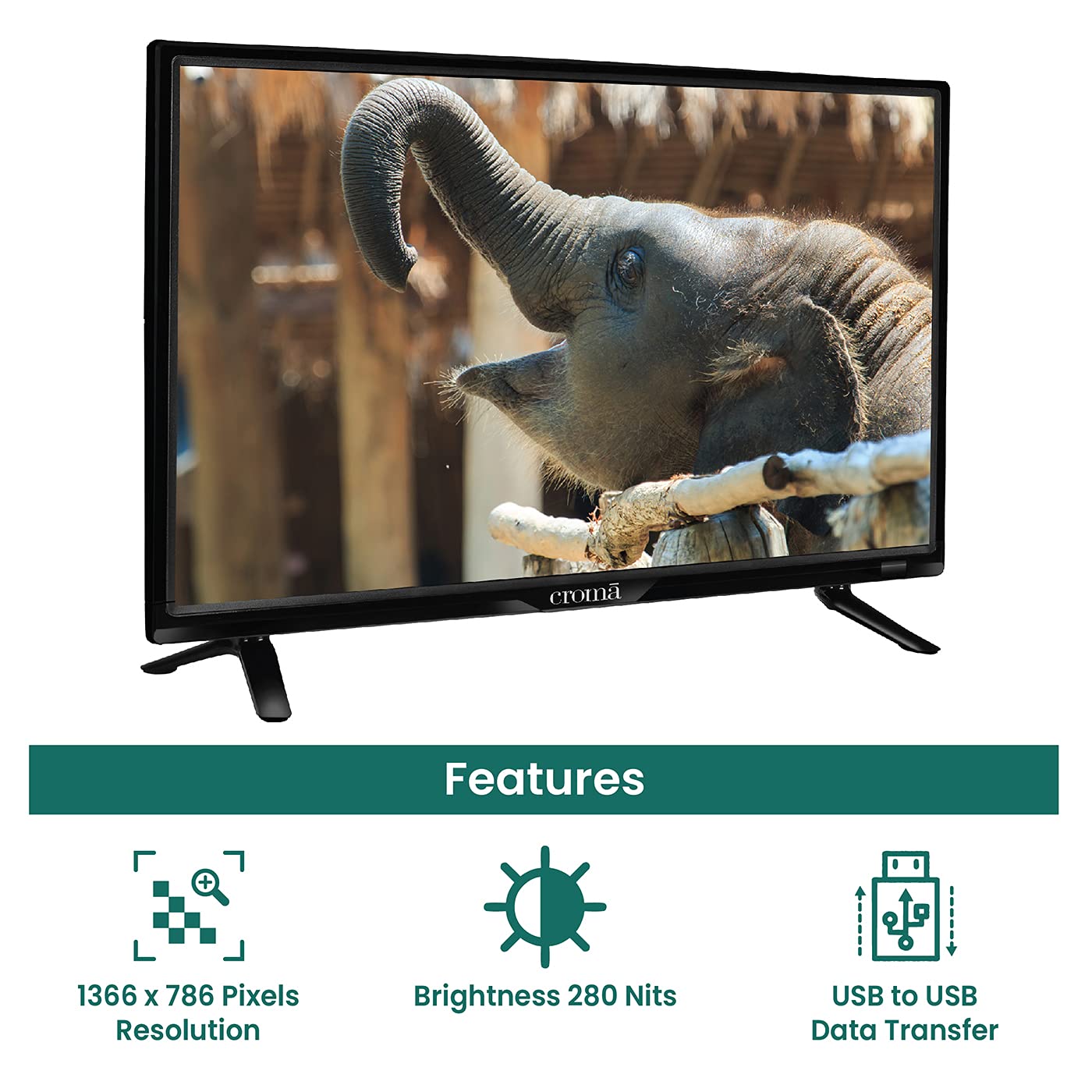 CROMA 60 CM (24 INCHES) HD READY LED TV CRELE3101SBT24 (BLACK) (2021 MODEL)