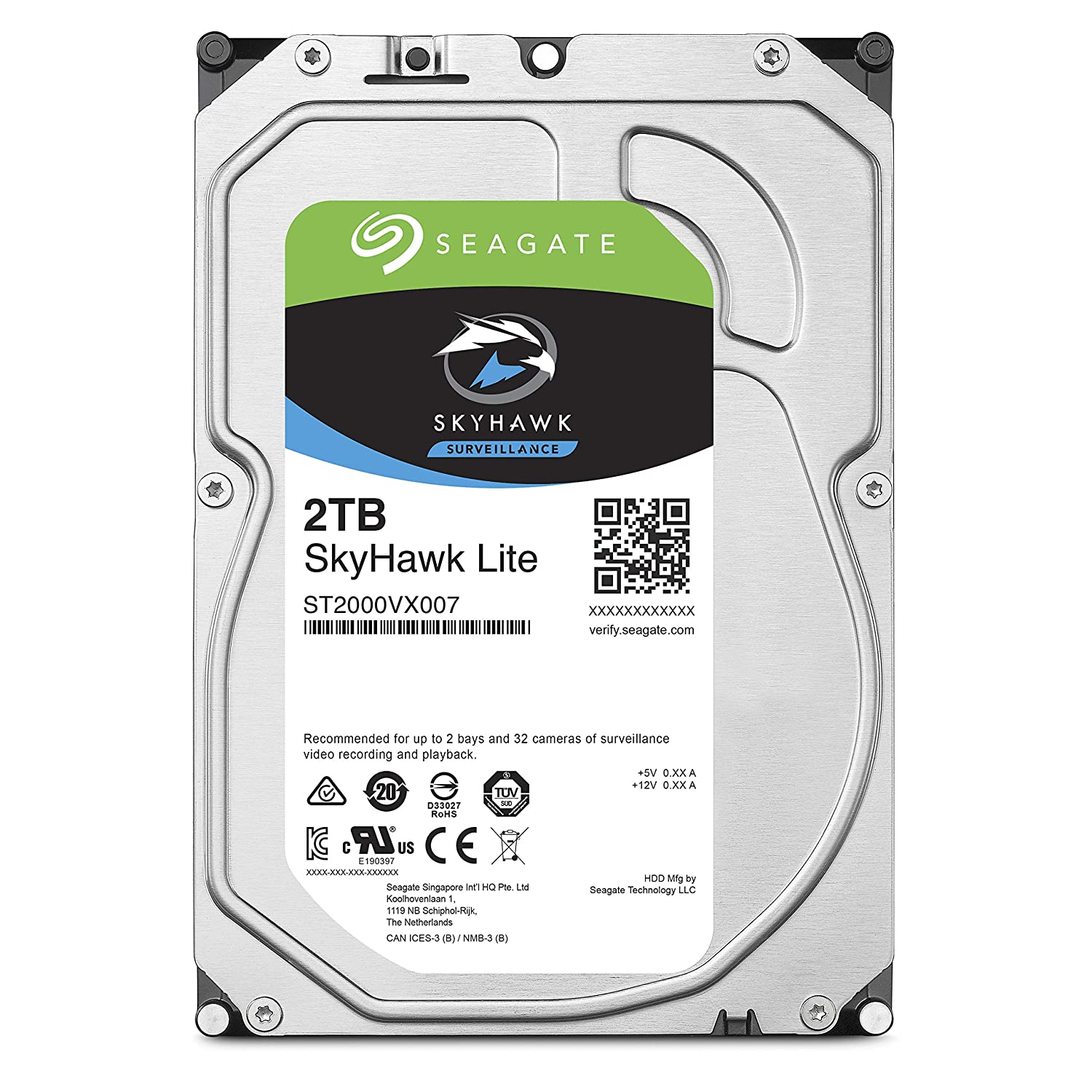 SEAGATE SKYHAWK LITE 2TB SURVEILLANCE INTERNAL HARD DRIVE HDD – 3.5 INCH SATA HDD (ST2000VX007)