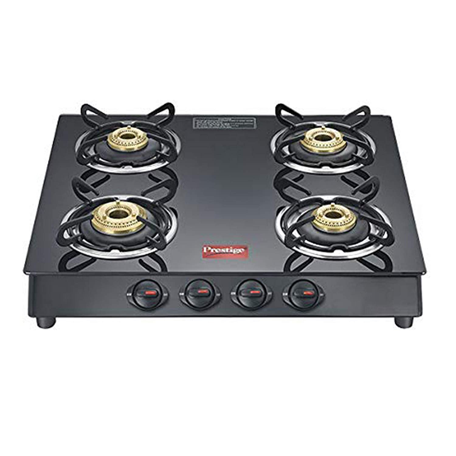 PRESTIGE MARVEL PLUS 4 BURNER GLASS TOP GAS STOVE, GTM 04, BLACK, MANUAL