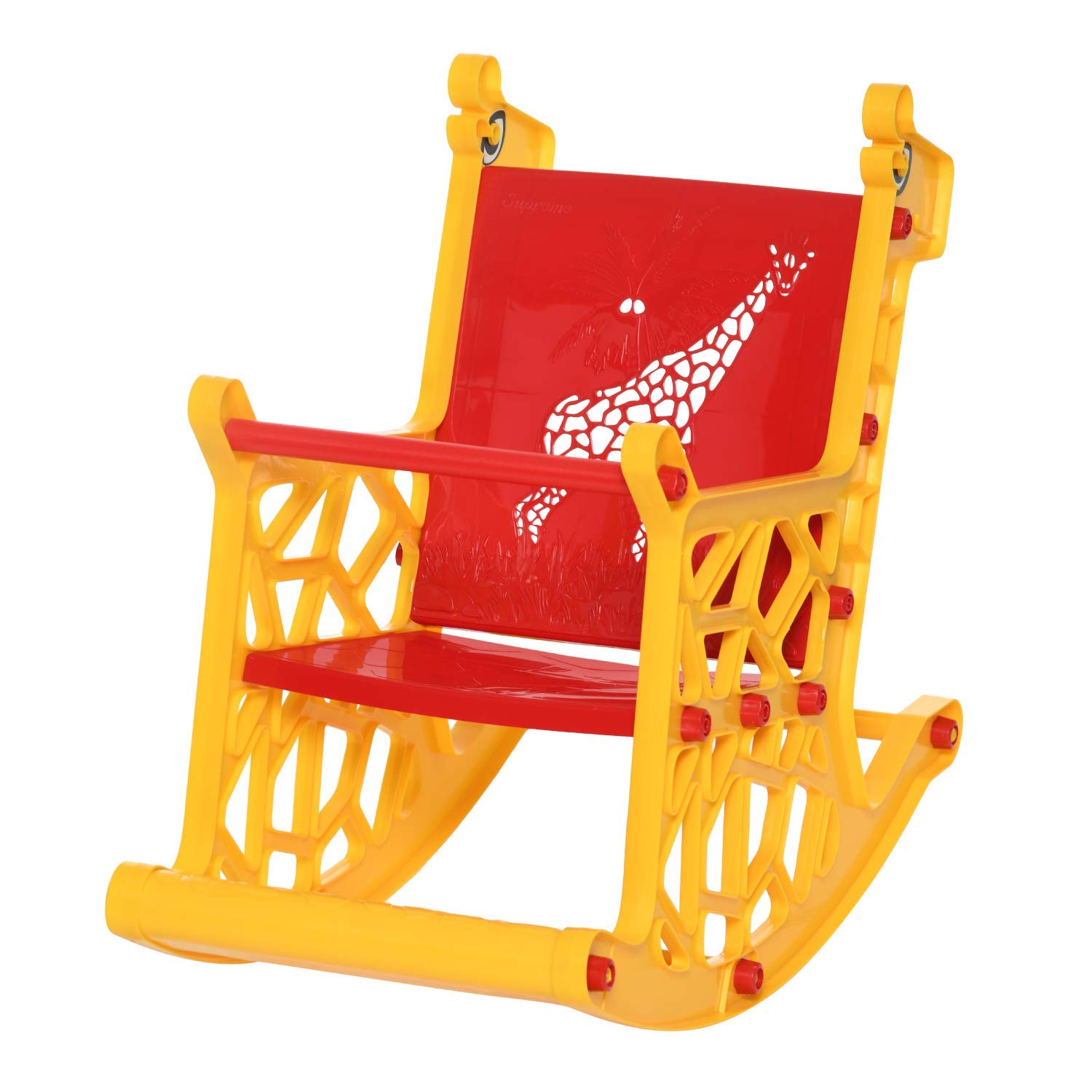 SUPREME GIRAFFE KIDS PLASTIC CHAIR (YELLOW/RED)