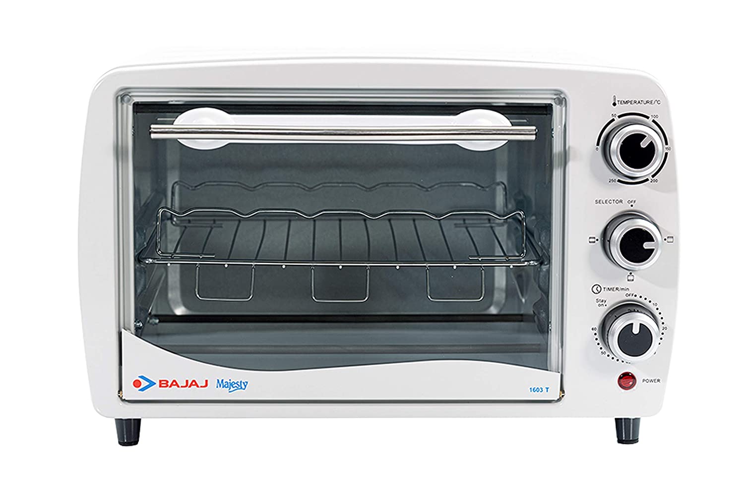 BAJAJ MAJESTY 1603 T OVEN TOASTER GRILLER (OTG) WITH STAINLESS STEEL BODY, WHITE, 16L