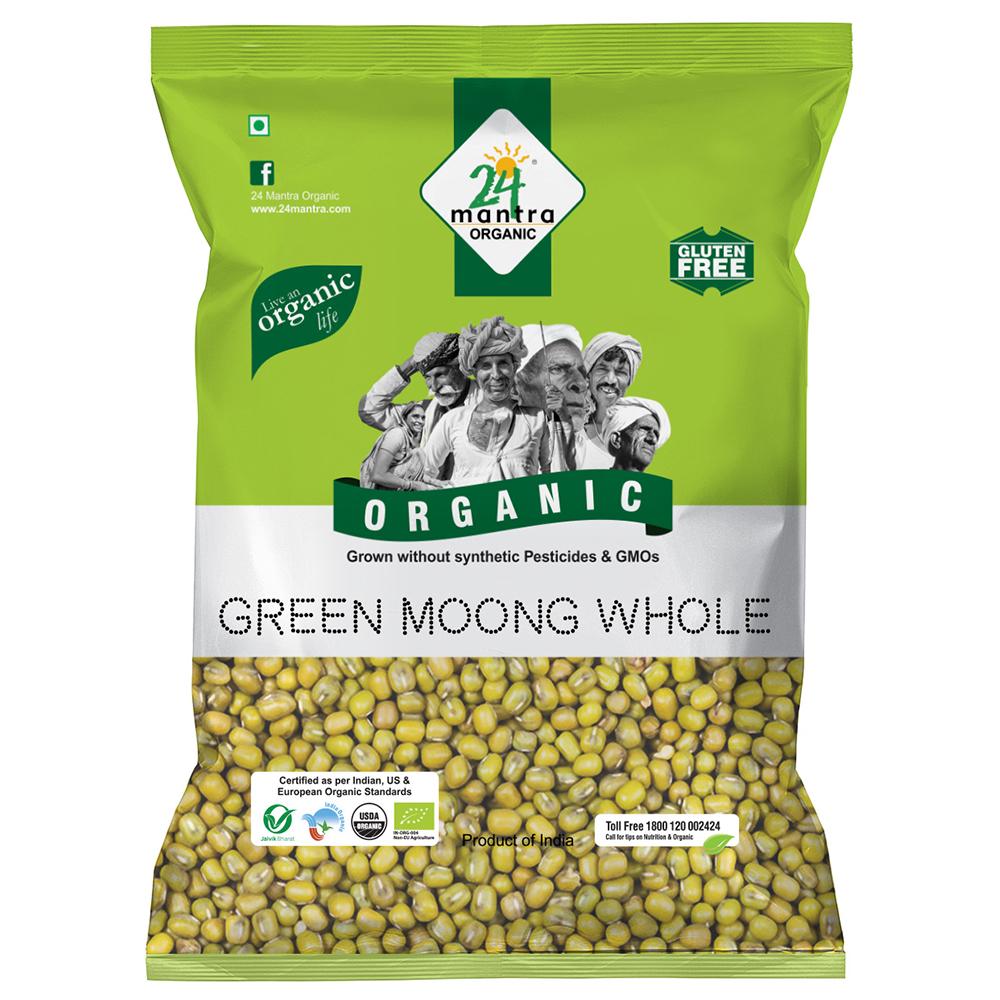 24 MANTRA ORGANIC GREEN WHOLE MOONG 500 G