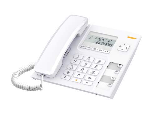 ALCATEL T-56 WHITE CORDED LANDLINE PHONE WITH CALLER ID AND HANDSFREE FUNCTION SUPPORTED BY DATE/TIME DISPLAY & 4 DIRECT 10 TWO TOUCH MEMORIES.