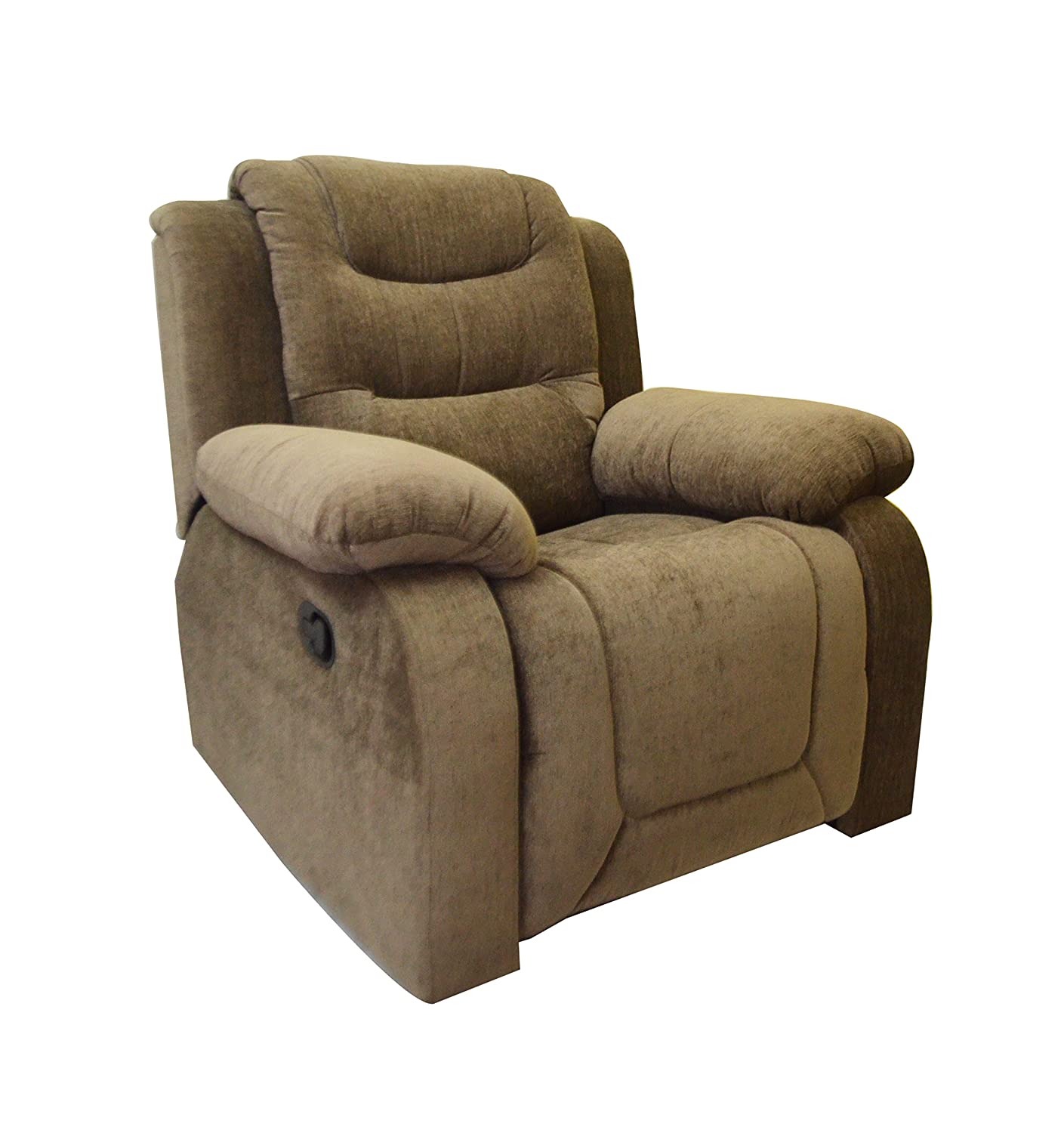 THE COUCH CELL AE DESIGNS ROCKING RECLINER IN OLIVE BROWN FABRIC