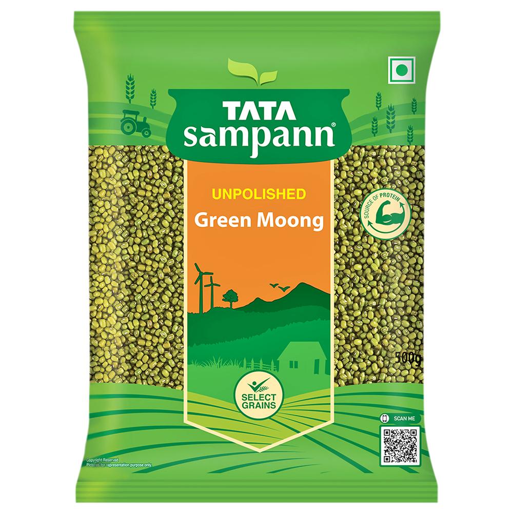 TATA SAMPANN HIGH PROTEIN GREEN WHOLE MOONG 500 G