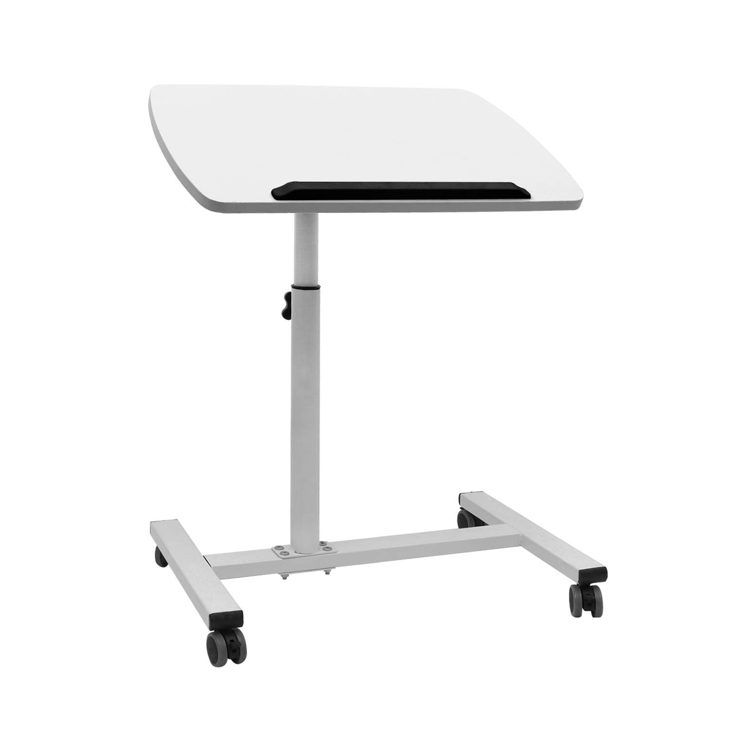 KURTZY MULTIPURPOSE PORTABLE ENGINEERED WOOD LAPTOP STUDY TABLE DESK WITH CASTER WHEELS & HEIGHT ADJUSTABLE FOR WORK FROM HOME AND ONLINE CLASSES (WHITE) (LENGTH 54CM X BREADTH 32CM X HEIGHT 69-90CM)