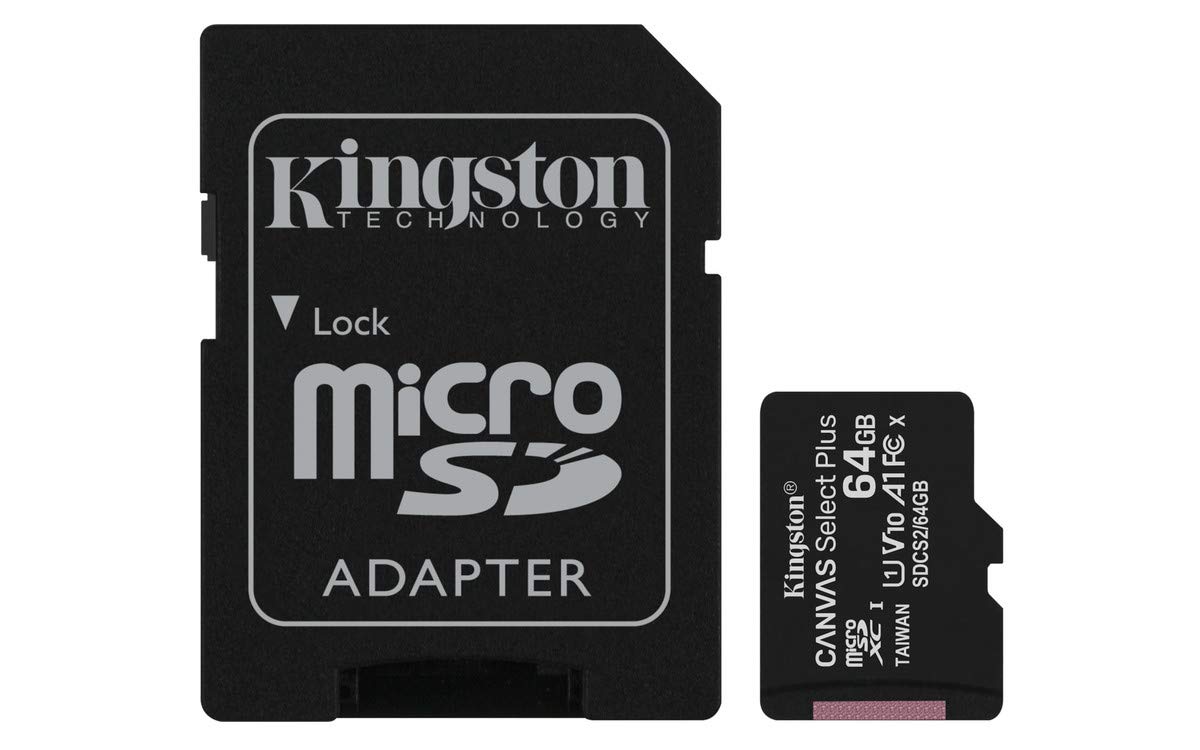 KINGSTON CANVAS SELECT PLUS 64GB MICROSD CARD CLASS 10 UHS-I SPEEDS UP TO 100MB/S WITH ADAPTER (SDCS2/64GBIN)