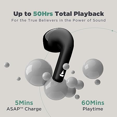 BOAT AIRDOPES ATOM 81 TRUE WIRELESS EARBUDS WITH UPTO 50H PLAYTIME, QUAD MICS ENX™ TECH, 13MM DRIVERS,SUPER LOW LATENCY(50MS), ASAP™ CHARGE, BT V5.3(OPAL BLACK)