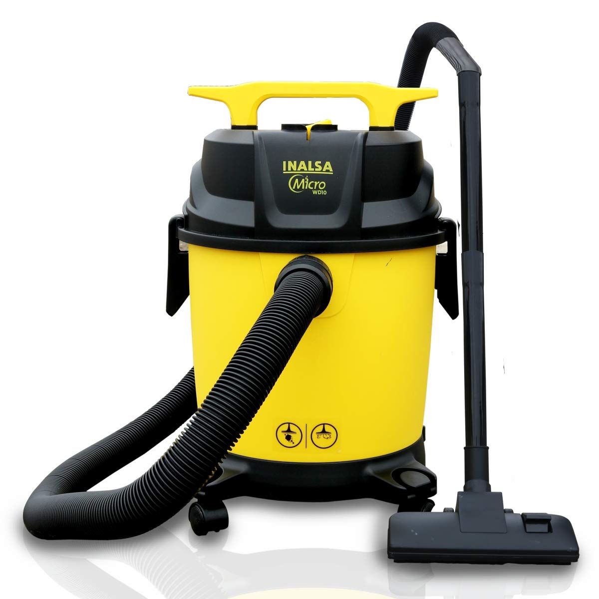 INALSA VACUUM CLEANER WET AND DRY MICRO WD10 WITH 3IN1 MULTIFUNCTION WET/DRY/BLOWING| 14KPA SUCTION AND IMPACT RESISTANT POLYMER TANK,(YELLOW/BLACK)