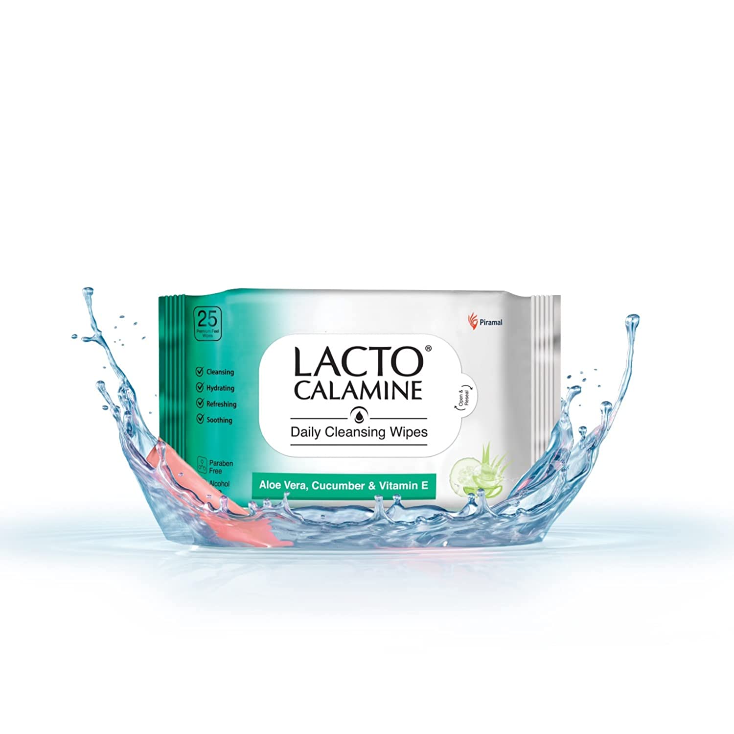 LACTO CALAMINE DAILY CLEANSING FACE WIPES WITH ALOE VERA, CUCUMBER AND VITAMIN E (25 WIPES) PACK OF 1