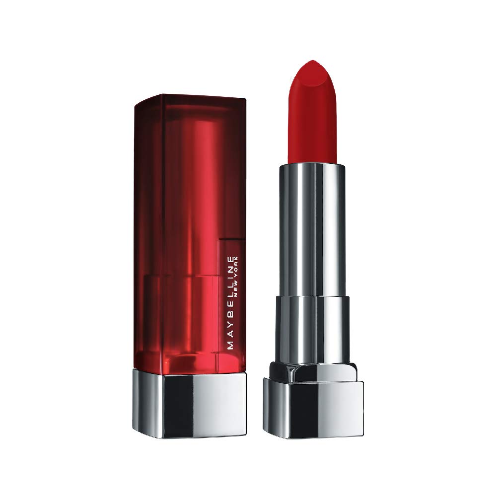 MAYBELLINE NEW YORK COLOR SENSATIONAL CREAMY MATTE LIPSTICK, 690 SIREN IN SCARLET, 3.9G.