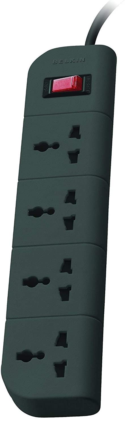 BELKIN ESSENTIAL SERIES 4-SOCKET SURGE PROTECTOR UNIVERSAL SOCKET WITH 5FT HEAVY DUTY CABLE (GREY)