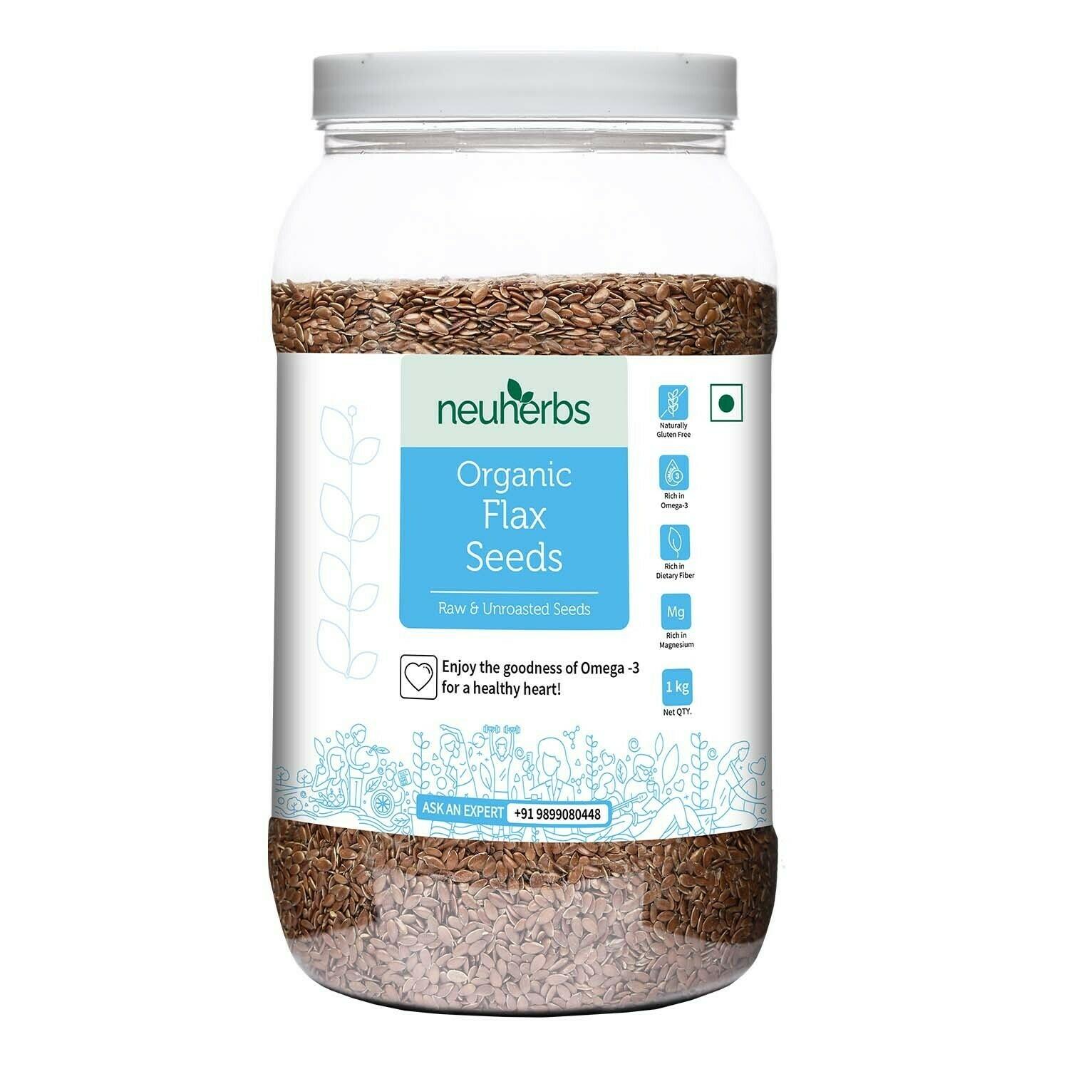 NEUHERBS ORGANIC RAW UNROASTED FLAX SEEDS 1 KG