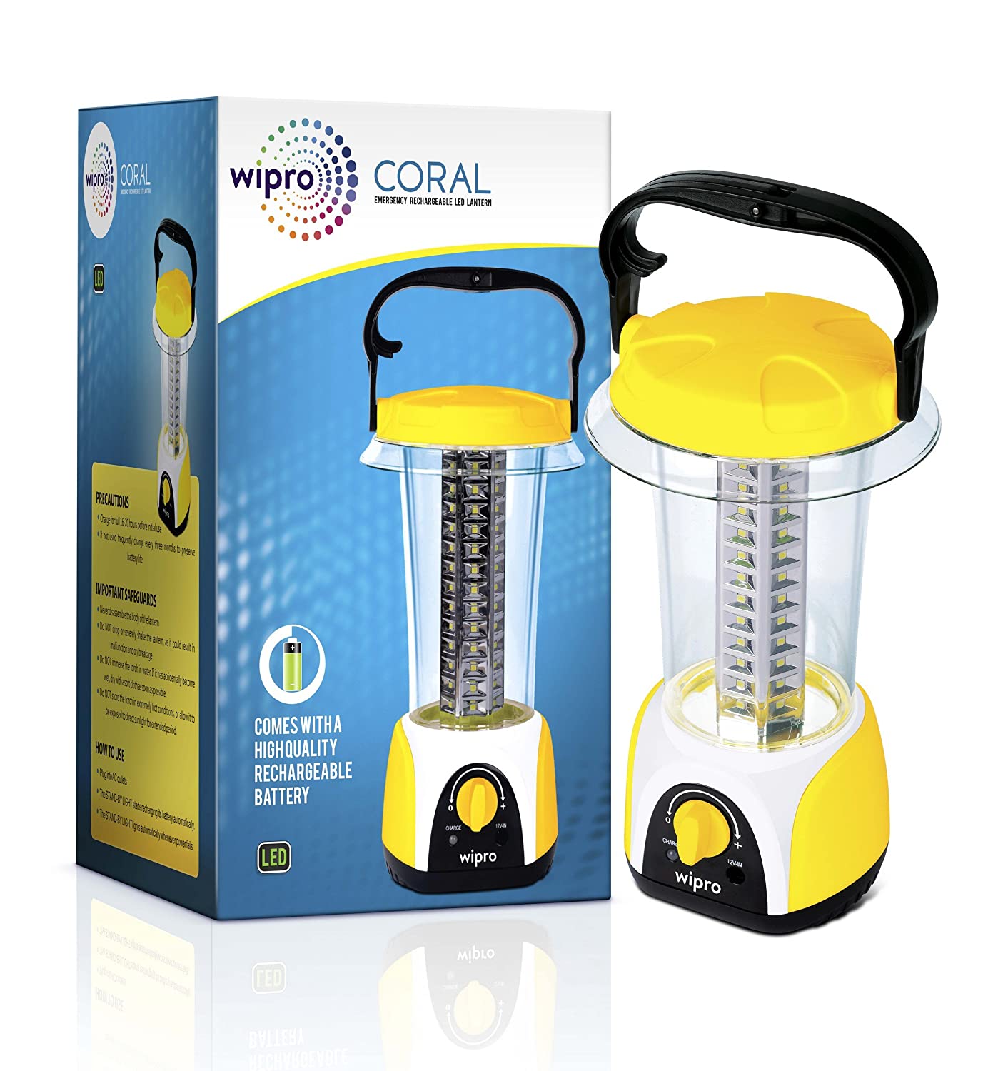 WIPRO CORAL RECHARGEABLE EMERGENCY LIGHT (YELLOW)