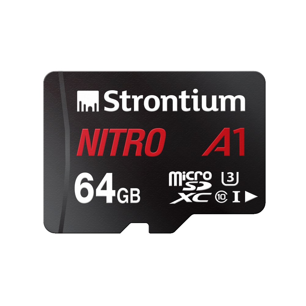 STRONTIUM NITRO A1 64GB MICRO SDXC MEMORY CARD 100MB/S A1 UHS-I U3 CLASS 10 WITH HIGH SPEED ADAPTER FOR SMARTPHONES TABLETS DRONES ACTION CAMS (SRN64GTFU3A1A)S