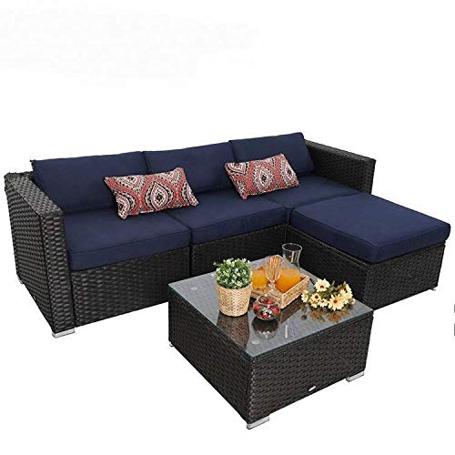 ROXXFLY FURNITURE 3+1, OUTDOOR,INDOOR,GARDEN,LIVING ROOM L SHAPE SOFA SET FOR LIVING ROOM, BLACK