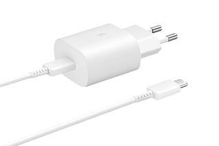 SAMSUNG ORIGINAL 25W SINGLE PORT, TYPE-C FAST CHARGER, (CABLE NOT INCLUDED), WHITE