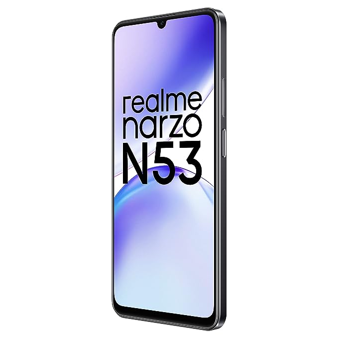 REALME NARZO N53 (FEATHER BLACK, 4GB+64GB) 33W SEGMENT FASTEST CHARGING | SLIMMEST PHONE IN SEGMENT | 90 HZ SMOOTH DISPLAY