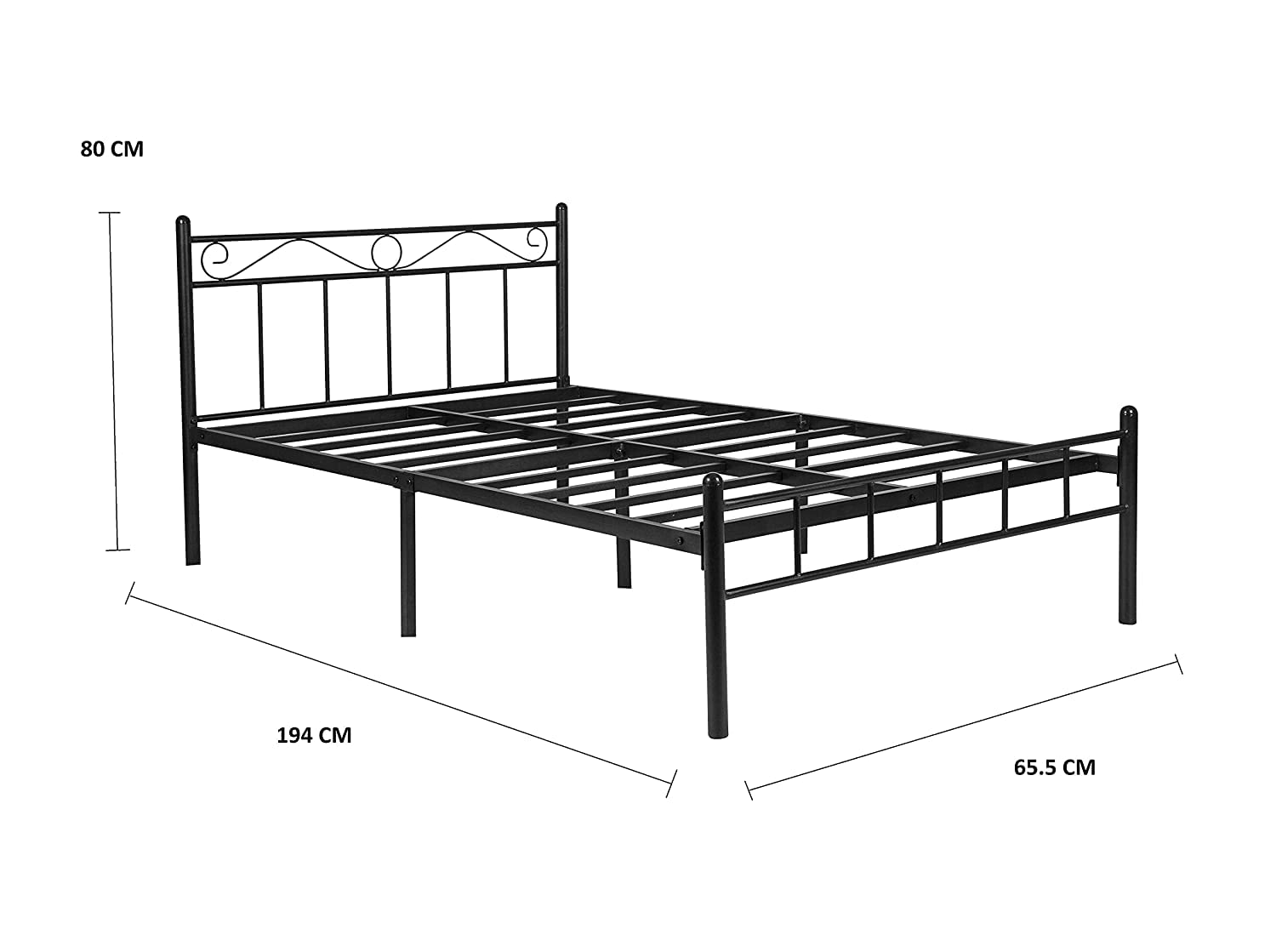 METALLIKA LONDON DOUBLE SIZE METAL BED (MILD STEEL - BLACK) BY FURNITUREKRAFT