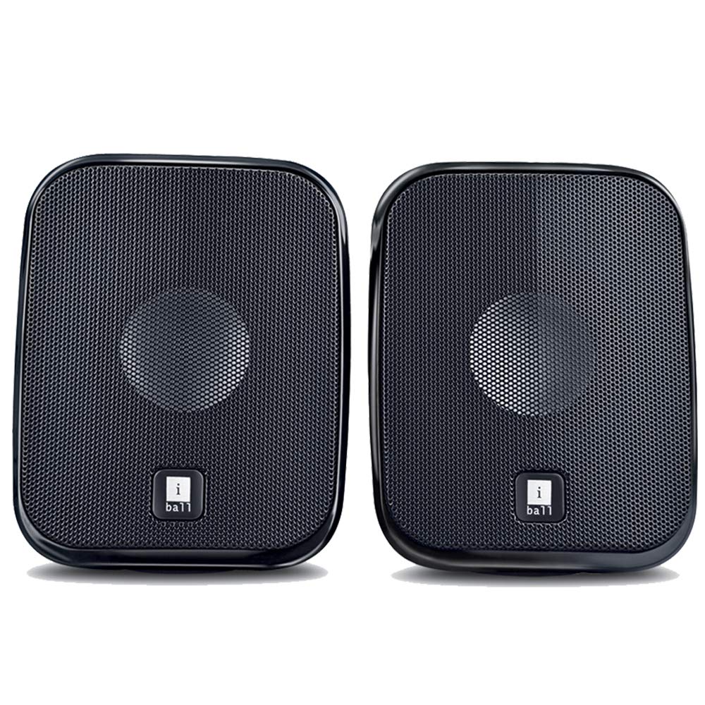 IBALL DECOR 9-2.0 USB POWERED COMPUTER MULTIMEDIA SPEAKERS WITH IN-LINE VOLUME CONTROLLER, BLACK