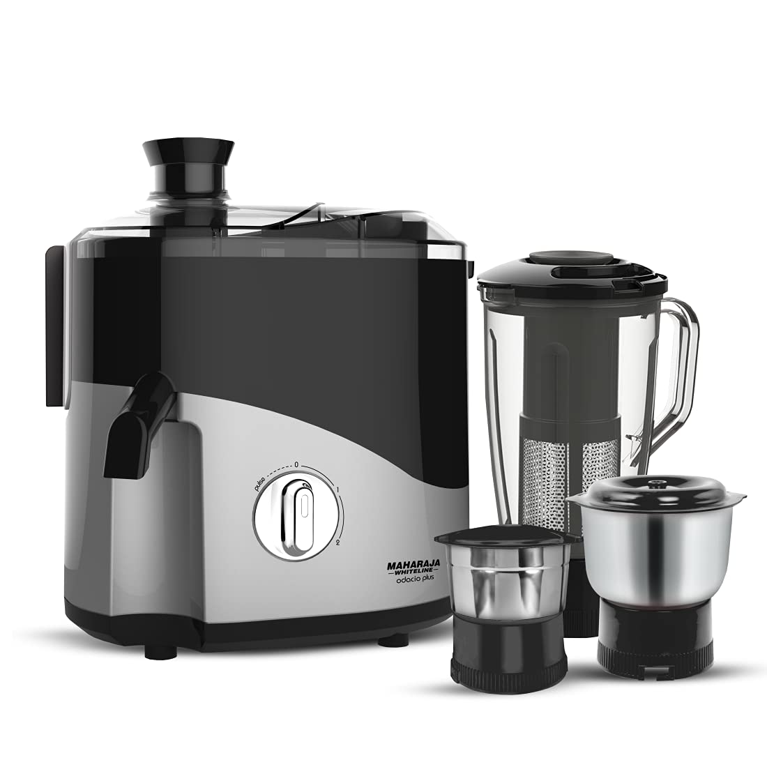 MAHARAJA WHITELINE ODACIO PLUS 550-WATT JUICER MIXER GRINDER WITH 3 JARS (BLACK/SILVER)