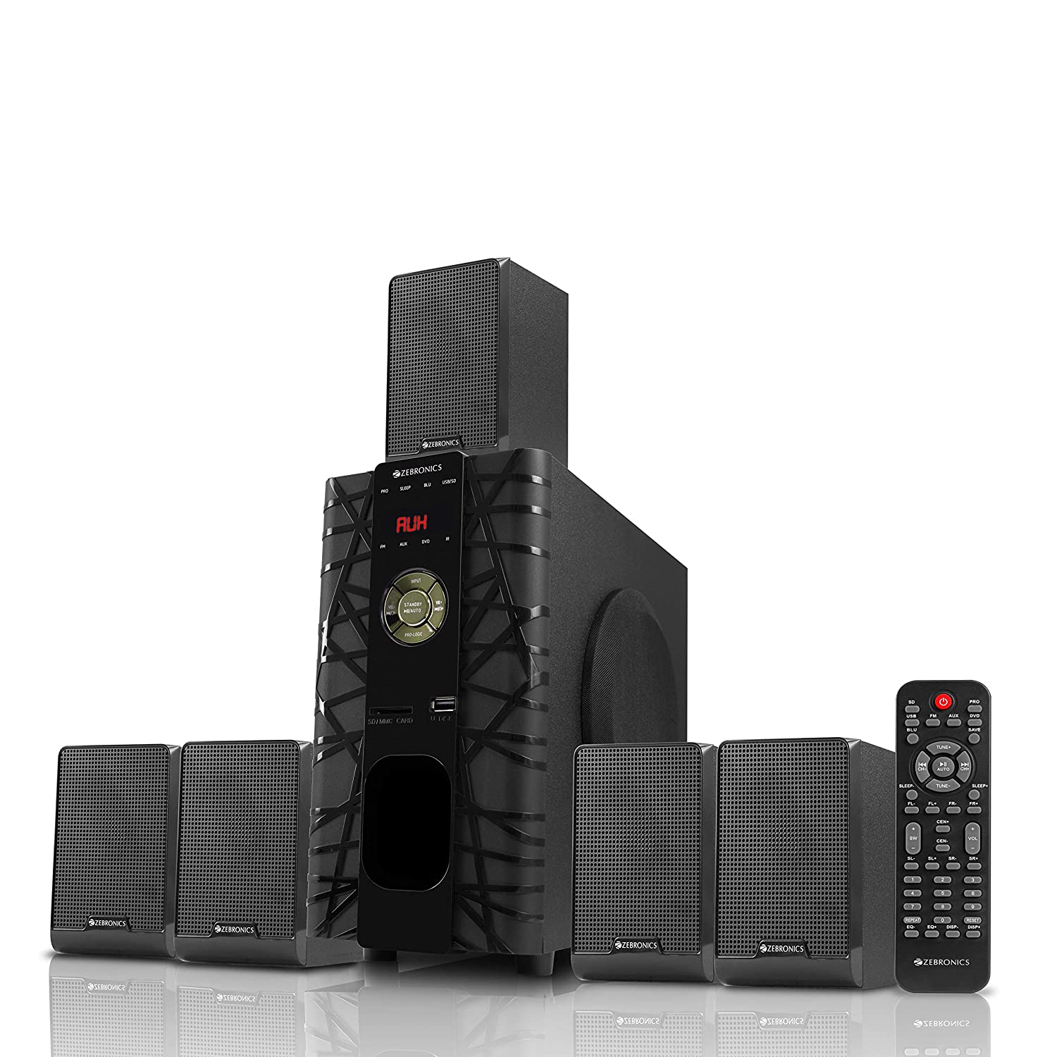 ZEBRONICS ZEB-BT6590RUCF WIRELESS BLUETOOTH MULTIMEDIA SPEAKER WITH SUPPORTING SD CARD, USB, AUX, FM & REMOTE CONTROL. (65 WATT, 5.1 CHANNEL)