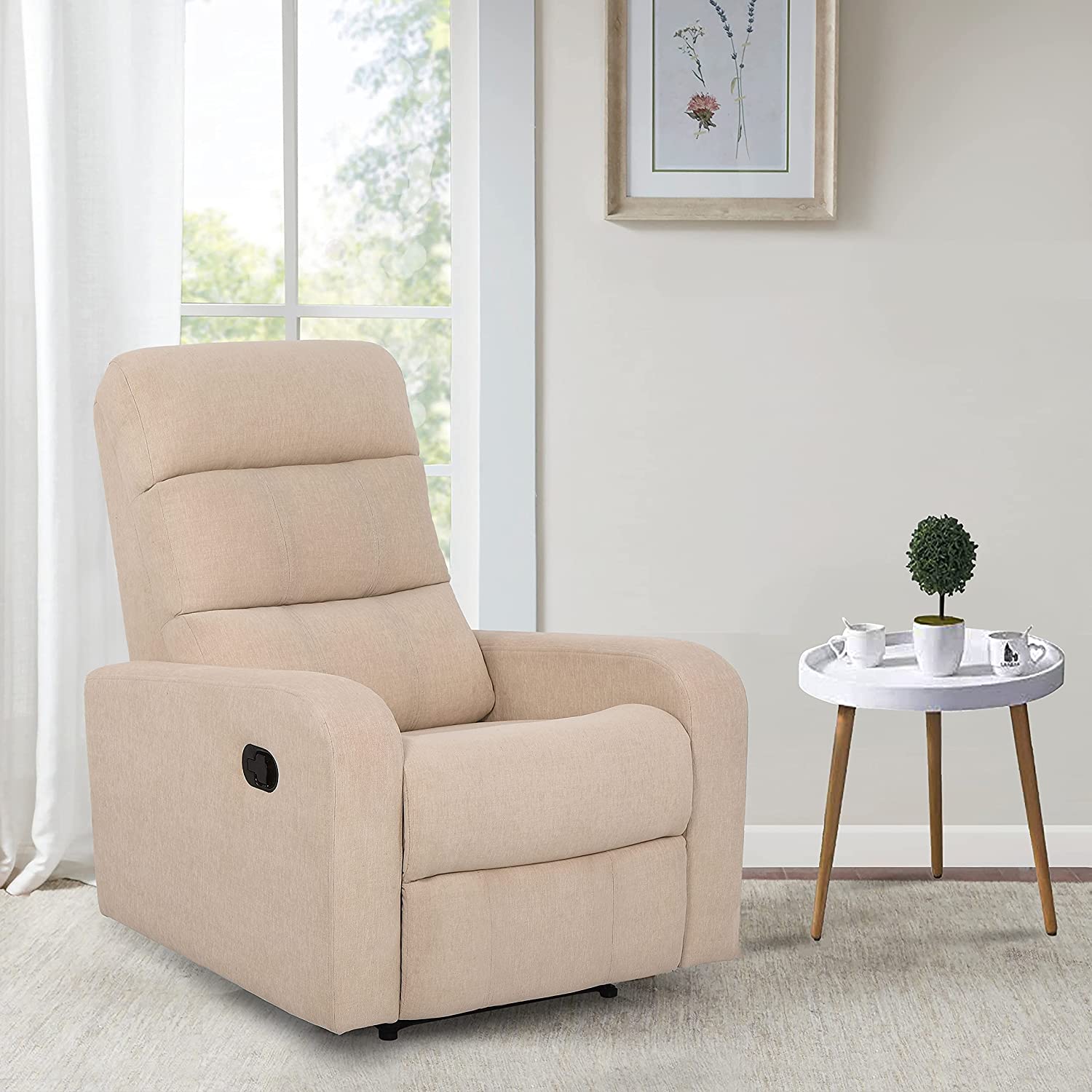 DUROFLEX ELYSIAN FABRIC SINGLE SEATER RECLINER (BEIGE)