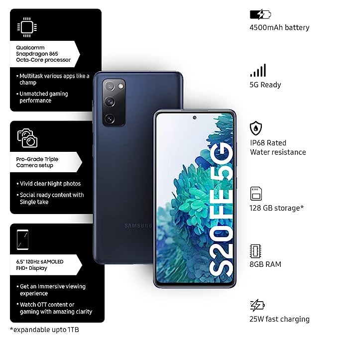 SAMSUNG GALAXY S20 FE 5G (CLOUD NAVY, 8GB RAM, 128GB STORAGE) 