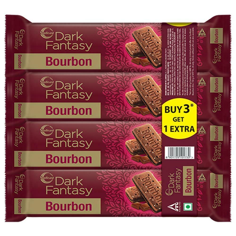 SUNFEAST BOURBON BLISS CHOCOLATE CREAM BISCUITS 150 G (BUY 3 GET 1 EXTRA)