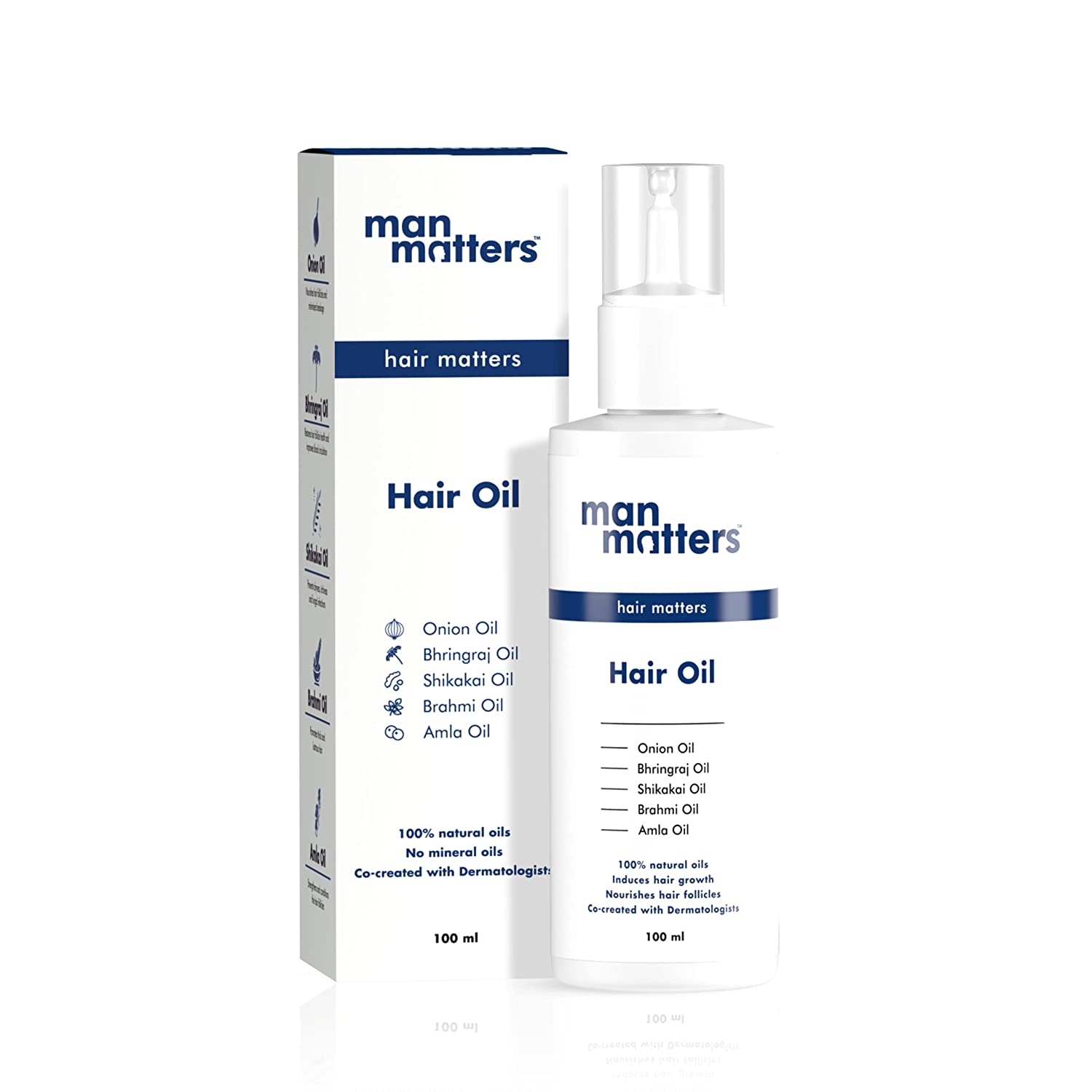 MAN MATTERS HAIR OIL FOR MEN 100 ML | ONION OIL, BHINGRAJ OIL, SHIKKAI OIL, BRAHMI OIL, AMLA OIL | 5 POWERFUL NATURAL OILS TO CONTROLS HAIRFALL AND NOURISHES HAIR |