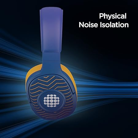 BOAT ROCKERZ 550 SUNBURN EDITION WITH 50MM DRIVERS, 20 HOURS PLAYBACK, PHYSICAL NOISE ISOLATION AND SOFT PADDED EARCUPS(JAZZY BLUE)