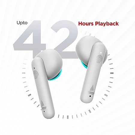 BOAT AIRDOPES 141 BLUETOOTH TRULY WIRELESS IN EAR HEADPHONES WITH 42H PLAYTIME,LOW LATENCY MODE FOR GAMING, ENX TECH, IWP, IPX4 WATER RESISTANCE, SMOOTH TOUCH CONTROLS(CYAN CIDER)