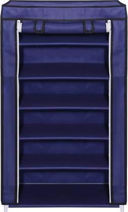 PHILOSHOP MULTIPURPOSE COLLAPSIBLE WARDROBE 6 LAYER RACK WITH COVER NON-WOVEN FABRIC STAINLESS STEEL (BLACK) (BLUE)