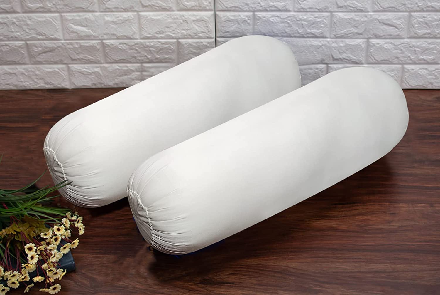 SAJAVAT HOME SUPER SOFT MICROFIBER BOLSTER FILLER 15X30 INCHES /38X76 CMS WHITE (PACK OF 2)