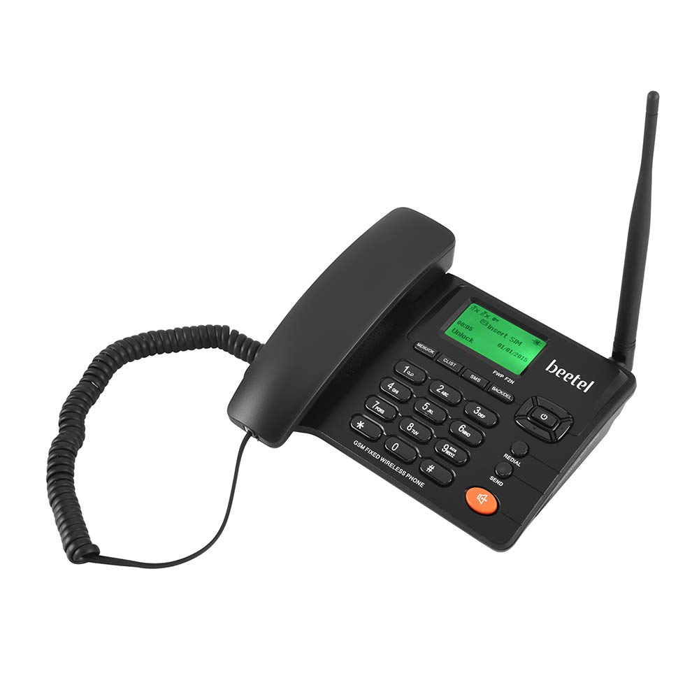 BEETEL FIXED LANDLINE PHONE WIRELESS WITH LED DISPLAY, DUAL SIM GSM, PHONE MEMORY 1000 NUMBERS, SPEAKER PHONE, FM RADIO, CRYSTAL CLEAR CONFERENCE CALL QUALITY, (BLACK)(F2N)