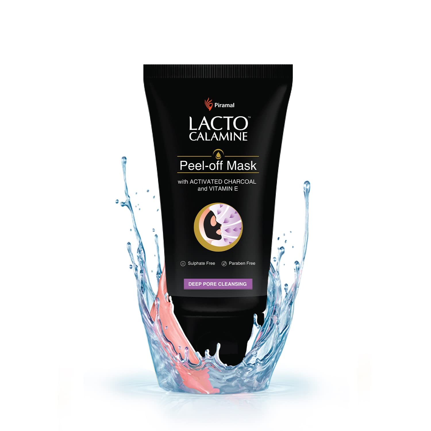 LACTO CALAMINE FACE PEEL OFF MASK WITH ACTIVATED CHARCOAL AND VITAMIN E FOR DEEP PORE CLEANSING, REMOVING BLACKHEADS AND WHITEHEADS & FRESH GLOWING SKIN, NO PARABENS & SULPHATES, BLACK, 60 G