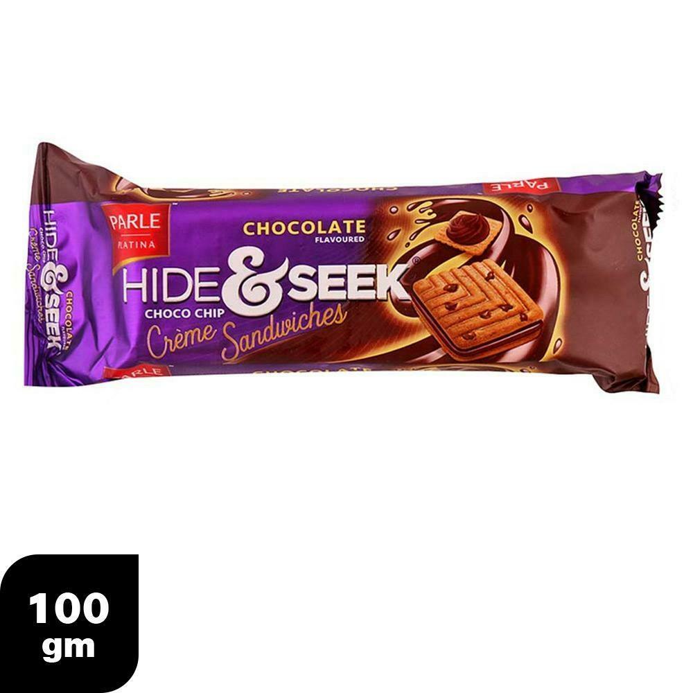 PARLE HIDE & SEEK FAB CHOCO CHIP CREME SANDWICH COOKIES 100 G