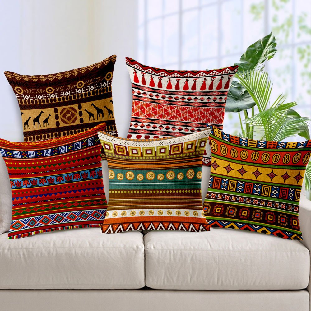 AEROHAVEN™ SET OF 5 DECORATIVE HAND MADE JUTE THROW/PILLOW CUSHION COVERS - (16 X 16 INCHES)