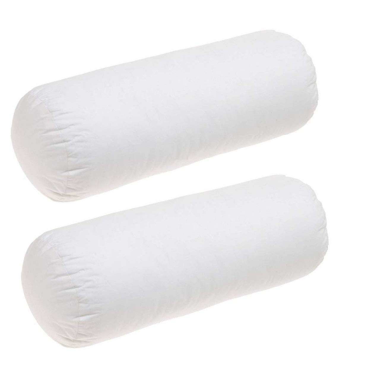 TAKIYAWALA MICROFIBER BED PILLOW BOLSTER, 12 X 30 INCH, WHITE, SET OF 2