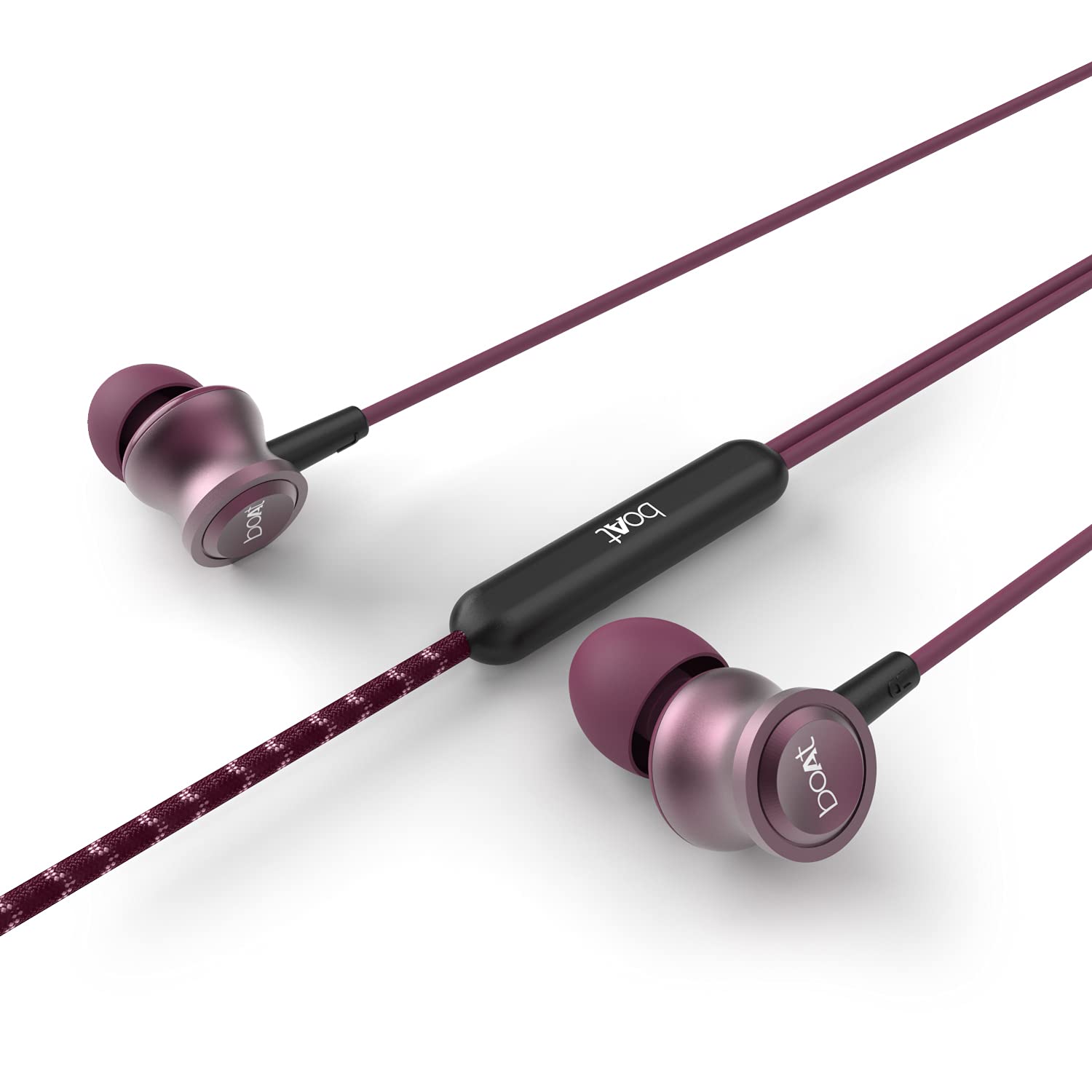 BOAT BASSHEADS 152 IN EAR WIRED EARPHONES WITH MIC(MAROON MIRAGE)