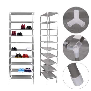 VOZICA COLLAPSIBLE WARDROBE ORGANIZER, STORAGE RACK FOR KIDS AND WOMEN, CLOTHES CABINET, BEDROOM ORGANISER TOWER WITH IRON AND NONWOVEN FABRIC WITH ZIPPERED DUSTPROOF COVER- 9 LAYER MAROON